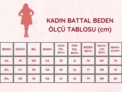 Bahar Dalı Siyah BATTAL Bermuda Bayan Pijama Takımı 2708BB - 4