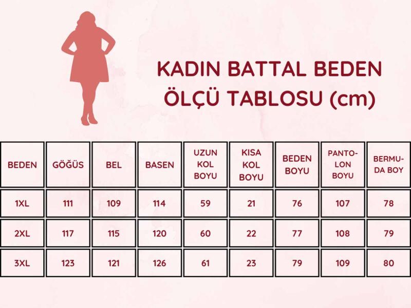 Bahar Dalı Siyah BATTAL Bermuda Bayan Pijama Takımı 2708BB - 4
