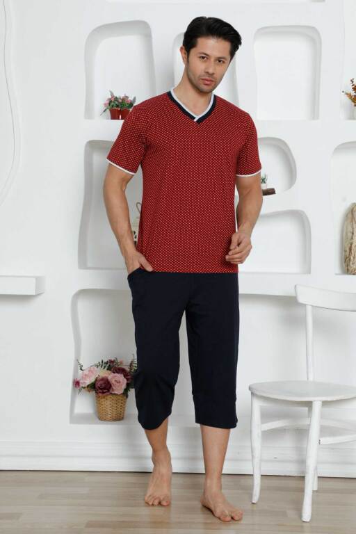 Bordo Bermuda Erkek Pijama Takımı 1199B - Alimer