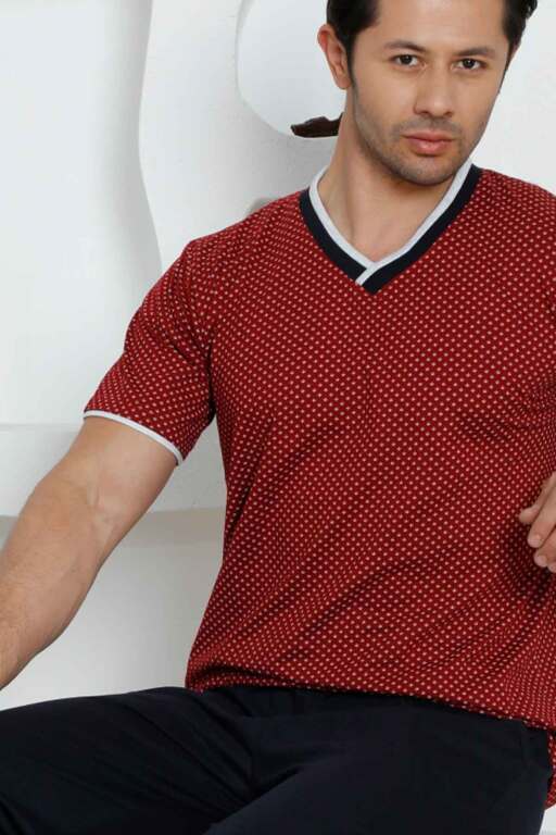 Bordo Kısa Kollu Erkek Pijama Takımı 1199KY - Alimer (1)