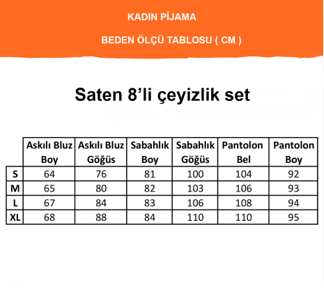 İpek Saten 8 li Çeyizlik Pijama Seti - Siyah Dantelli Sabahlık Gecelik Şort 8000MS - 8