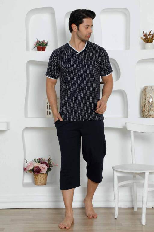 Lacivert Bermuda Erkek Pijama Takımı 1199B - Alimer