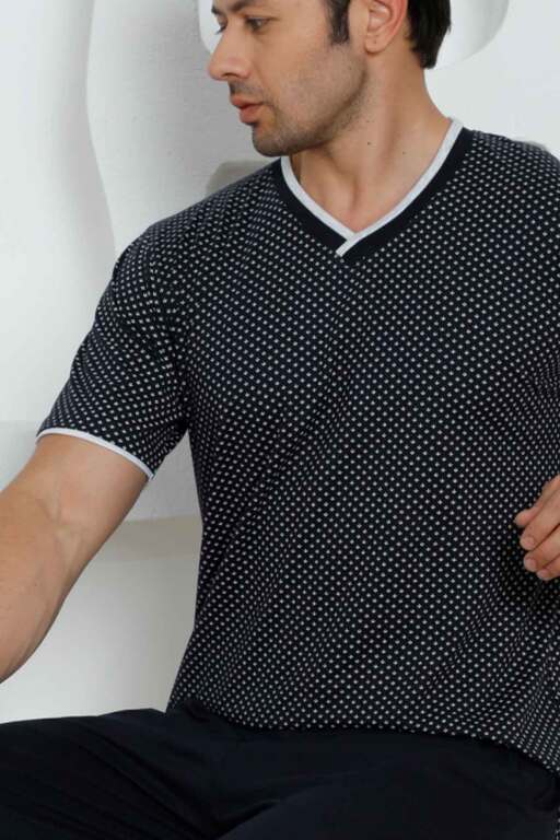 Lacivert Kısa Kollu Erkek Pijama Takımı 1199KY - Alimer (1)